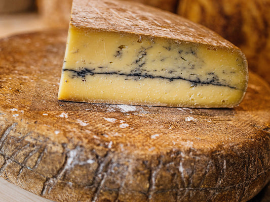 Close up of the Ashcombe quarter, highlighting its soft texture and line of ash in the centre